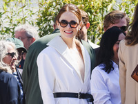 Emma Stone arrives at the photocall of Kinds of Kindness during the 77th Festival de Cannes in Cannes, France, on May 18, 2024 (