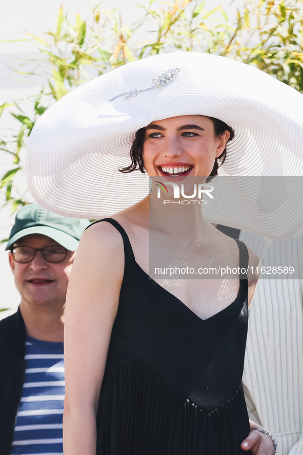 Margaret Qualley arrives at the photocall of Kinds of Kindness in Cannes, France, on May 18, 2024, during the 77th Festival de Cannes 