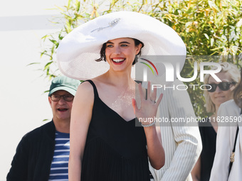 Margaret Qualley arrives at the photocall of Kinds of Kindness in Cannes, France, on May 18, 2024, during the 77th Festival de Cannes (