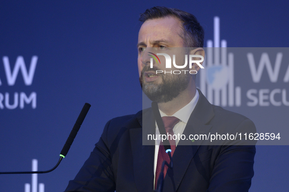 Poland's Deputy Prime Minister and Defence Minister Wladyslaw Kosiniak-Kamysz speaks during the Warsaw Security Forum 2024 in Warsaw, Poland...