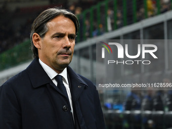 Simone Inzaghi coaches F.C. Inter during the UEFA Champions League 2024/25 League Phase MD2 match between F.C. Inter and F.K. Crvena Zvezda...