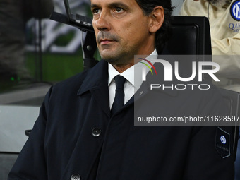 Simone Inzaghi coaches F.C. Inter during the UEFA Champions League 2024/25 League Phase MD2 match between F.C. Inter and F.K. Crvena Zvezda...