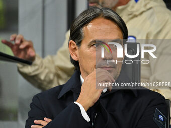 Simone Inzaghi coaches F.C. Inter during the UEFA Champions League 2024/25 League Phase MD2 match between F.C. Inter and F.K. Crvena Zvezda...