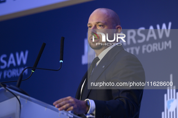 Head of Poland's National Security Bureau (BBN) Jacek Siewiera speaks during the Warsaw Security Forum 2024 in Warsaw, Poland on October 1,...