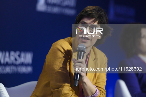 Belgium's Minister of Energy Tinne Van der Straeten speaks during the Warsaw Security Forum 2024 in Warsaw, Poland on October 1, 2024. WSF20...