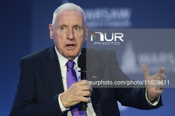 Minister for the House of Lords in the British Ministry of Defence Lord Vernon Coaker speaks during the Warsaw Security Forum 2024 in Warsaw...