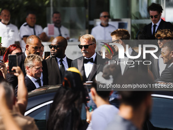 Kevin Costner is seen at JW Marriott Hotel during the 77th Festival de Cannes in Cannes, France, on May 19, 2024 (