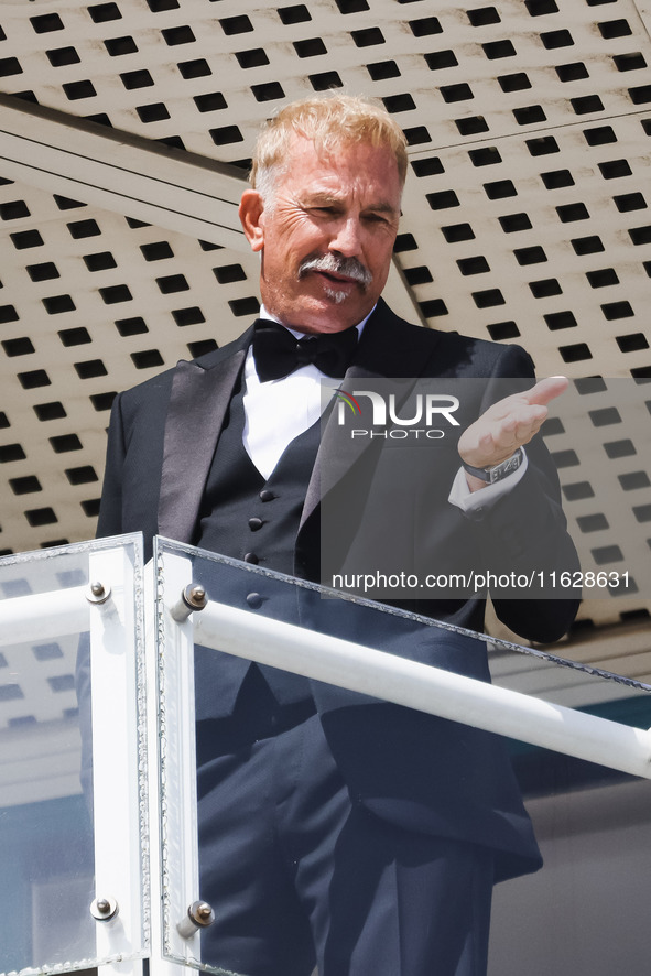 Kevin Costner is seen at JW Marriott Hotel during the 77th Festival de Cannes in Cannes, France, on May 19, 2024 