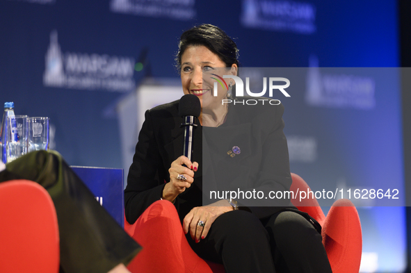 Georgia's President Salome Zourabichvili speaks during the Warsaw Security Forum 2024 in Warsaw, Poland on October 1, 2024. WSF2024, entitle...