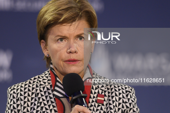 Latvia's Minister of Foreign Affairs Baiba Braze speaks during the Warsaw Security Forum 2024 in Warsaw, Poland on October 1, 2024. WSF2024,...