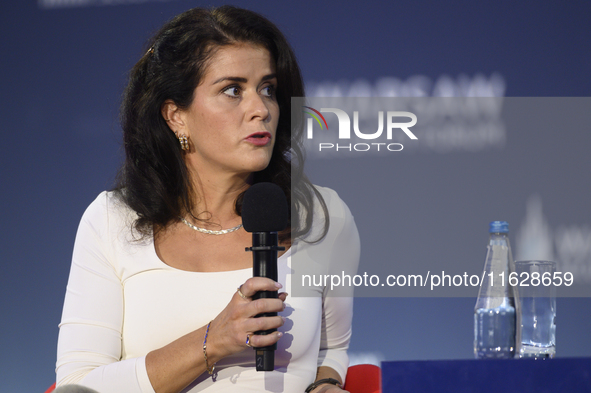 Thordis Kolbrun Reykfjord Gylfadottir, Minister of Foreign Affairs of Iceland speaks during the Warsaw Security Forum 2024 in Warsaw, Poland...