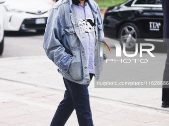 Calcutta attends the Fiorucci Fashion Show during the Milan Womenswear Spring/Summer 2025 in Milan, Italy, on September 17, 2024 (