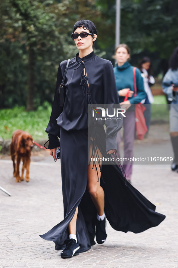 Victoria Stella Doritou attends the Fiorucci Fashion Show during the Milan Womenswear Spring/Summer 2025 in Milan, Italy, on September 17, 2...