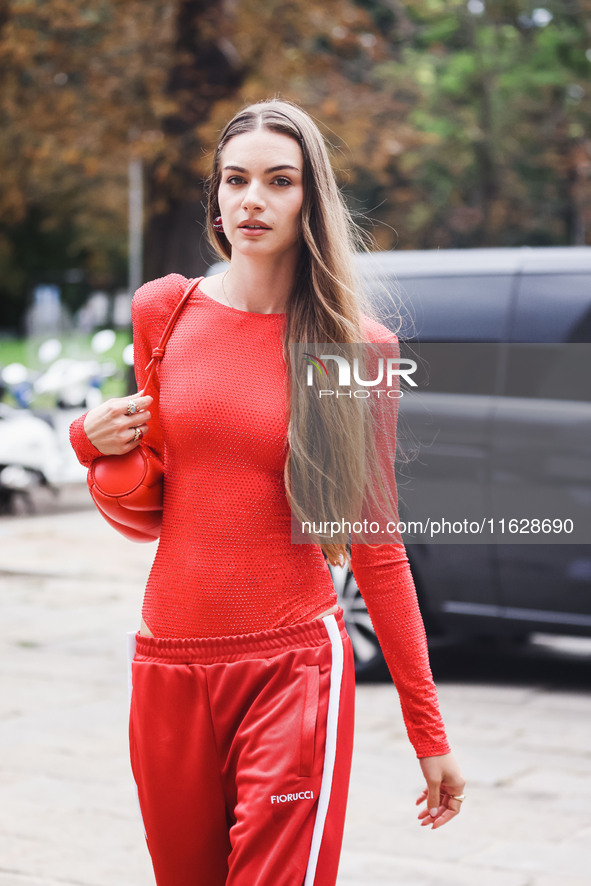 Mara Lafontan attends the Fiorucci Fashion Show during the Milan Womenswear Spring/Summer 2025 in Milan, Italy, on September 17, 2024 