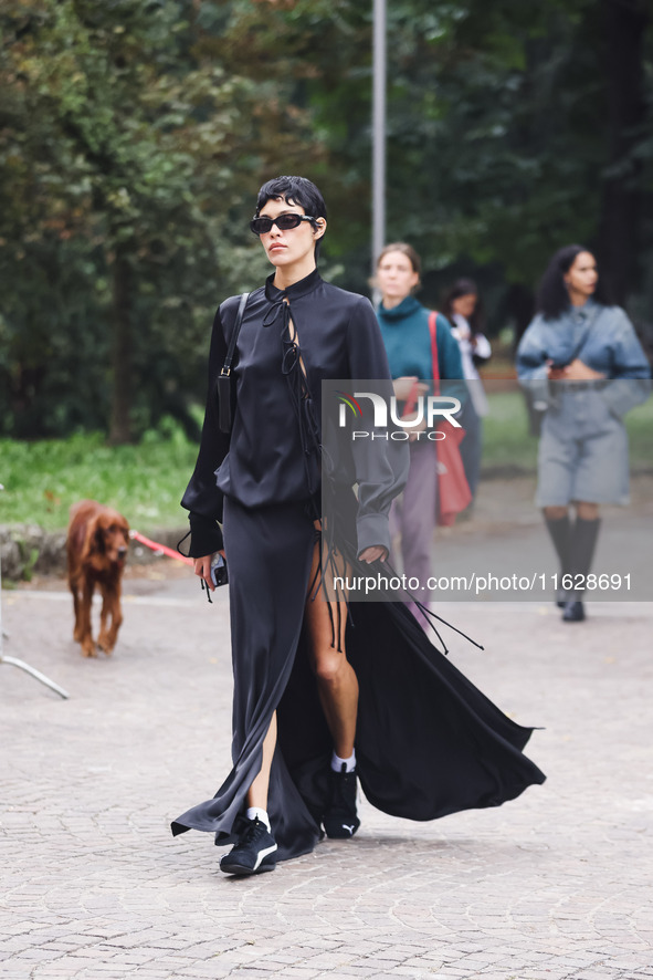 Victoria Stella Doritou attends the Fiorucci Fashion Show during the Milan Womenswear Spring/Summer 2025 in Milan, Italy, on September 17, 2...