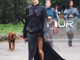 Victoria Stella Doritou attends the Fiorucci Fashion Show during the Milan Womenswear Spring/Summer 2025 in Milan, Italy, on September 17, 2...