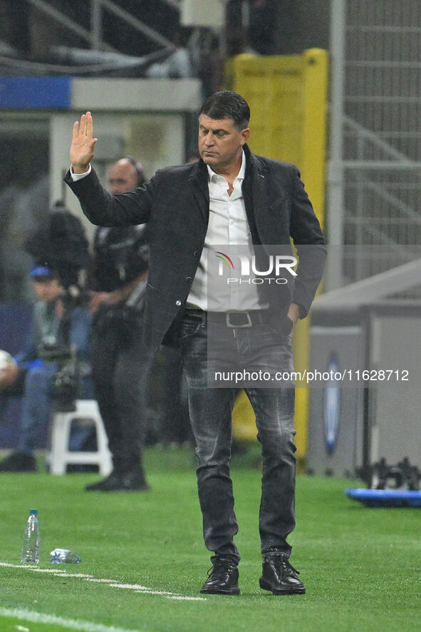 Vladan Milojevic coaches FK Crvena Zvezda during the UEFA Champions League 2024/25 League Phase MD2 match between F.C. Inter and F.K. Crvena...