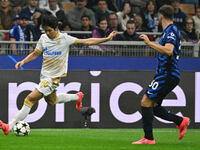 Youngwoo Seol of FK Crvena Zvezda is in action during the UEFA Champions League 2024/25 League Phase MD2 match between F.C. Inter and F.K. C...