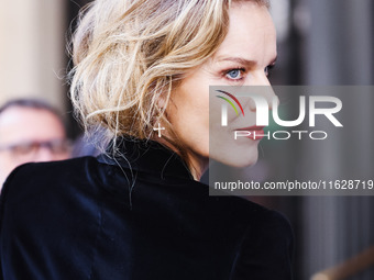 Eva Herzigova is seen during the Milan Womenswear Spring/Summer 2025 in Milan, Italy, on September 21, 2024 (