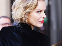 Eva Herzigova is seen during the Milan Womenswear Spring/Summer 2025 in Milan, Italy, on September 21, 2024 (