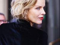 Eva Herzigova is seen during the Milan Womenswear Spring/Summer 2025 in Milan, Italy, on September 21, 2024 (