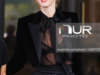 Eva Herzigova is seen during the Milan Womenswear Spring/Summer 2025 in Milan, Italy, on September 21, 2024 (