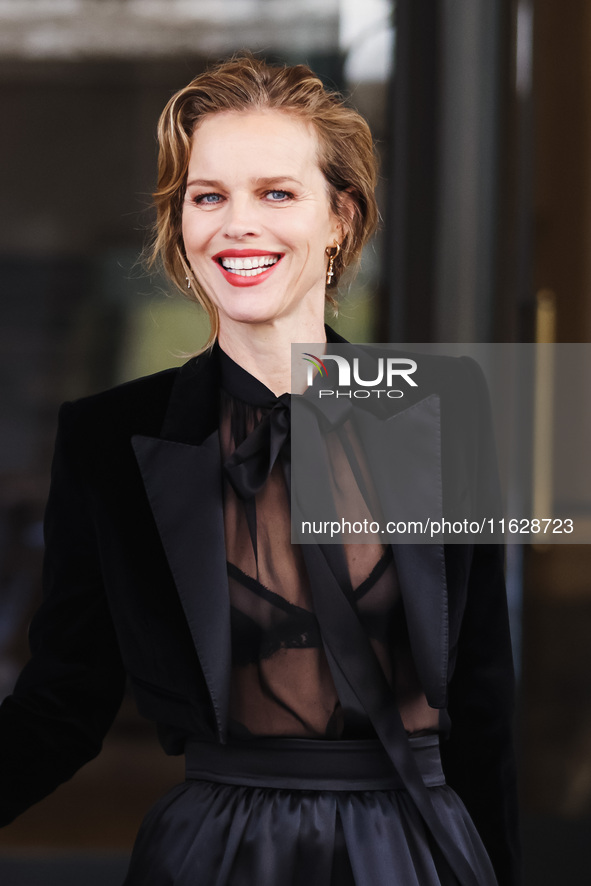 Eva Herzigova is seen during the Milan Womenswear Spring/Summer 2025 in Milan, Italy, on September 21, 2024 