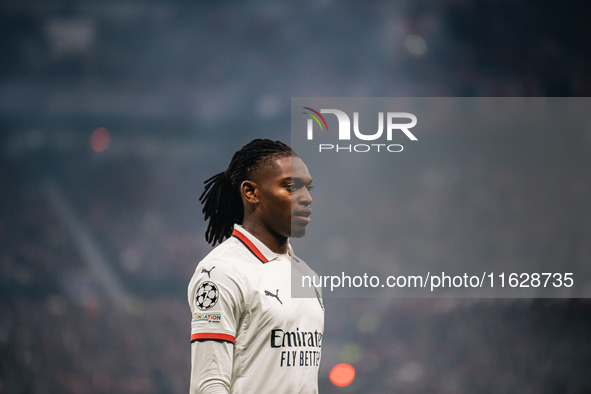 Rafael Leao of AC Milan looks on during the UEFA Champions League 2024/25 League Phase MD2 match between Bayer 04 Leverkusen and AC Milan at...