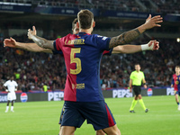 Inigo Martinez and Robert Lewandowski celebrate a goal during the match between FC Barcelona and BSC Young Boys in the week 2 of the League...