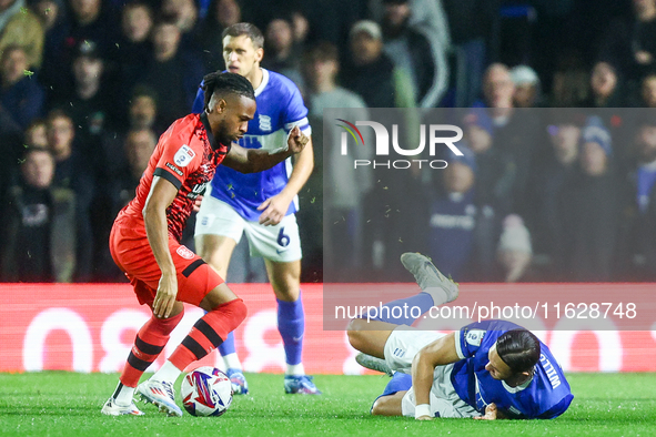 #18, Willum Por Willumsson of Birmingham is downed during the Sky Bet League 1 match between Birmingham City and Huddersfield Town at St And...