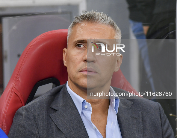 Al Ain FC Head Coach, Hernan Crespo, looks on before the AFC Champions League elite west football match between Qatar's Al Gharafa SC and Un...