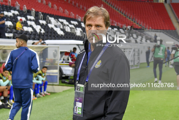 Al-Gharafa SC Head Coach, Pedro Rui Martins, looks on before the AFC Champions League elite west football match between Qatar's Al Gharafa S...