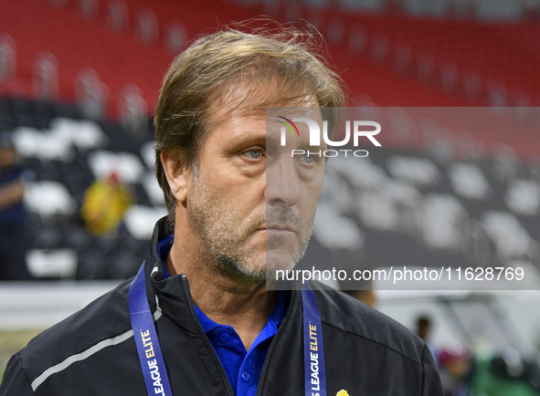 Al-Gharafa SC Head Coach, Pedro Rui Martins, looks on before the AFC Champions League elite west football match between Qatar's Al Gharafa S...