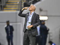 Al Ain FC Head Coach, Hernan Crespo, reacts during the AFC Champions League elite west football match between Qatar's Al Gharafa SC and Unit...