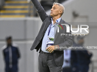 Al Ain FC Head Coach, Hernan Crespo, reacts during the AFC Champions League elite west football match between Qatar's Al Gharafa SC and Unit...