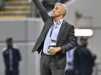 Al Ain FC Head Coach, Hernan Crespo, reacts during the AFC Champions League elite west football match between Qatar's Al Gharafa SC and Unit...