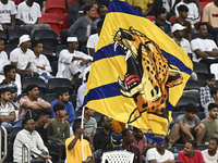 Al Gharafa SC supporters cheer for their team during the AFC Champions League elite west football match between Qatar's Al Gharafa SC and Un...