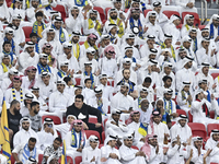 Al Gharafa SC supporters cheer for their team during the AFC Champions League elite west football match between Qatar's Al Gharafa SC and Un...