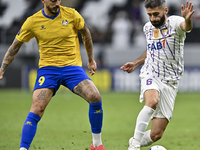 Jose Luis Mato of Al Gharafa SC battles for the ball with Yahia Nader of Al Ain FC during the AFC Champions League elite west football match...