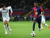 Ansu Fati and Zachary Athekame play during the match between FC Barcelona and BSC Young Boys in the week 2 of the League Stage of the UEFA C...