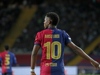 Ansu Fati plays during the match between FC Barcelona and BSC Young Boys in the week 2 of the League Stage of the UEFA Champions League, at...