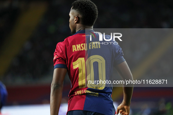 Ansu Fati plays during the match between FC Barcelona and BSC Young Boys in the week 2 of the League Stage of the UEFA Champions League, at...