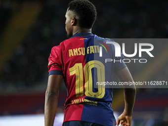 Ansu Fati plays during the match between FC Barcelona and BSC Young Boys in the week 2 of the League Stage of the UEFA Champions League, at...