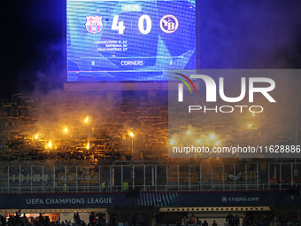 Young Boys fans with flares during the match between FC Barcelona and BSC Young Boys in the week 2 of the League Stage of the UEFA Champions...