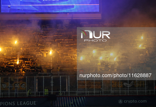 Young Boys fans with flares during the match between FC Barcelona and BSC Young Boys in the week 2 of the League Stage of the UEFA Champions...