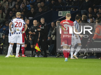 Rob Smith is the assistant referee taken ill during the Sky Bet Championship match between West Bromwich Albion and Middlesbrough at The Haw...