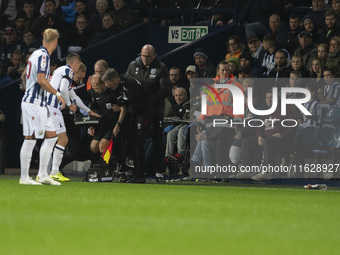 Rob Smith is the assistant referee taken ill during the Sky Bet Championship match between West Bromwich Albion and Middlesbrough at The Haw...