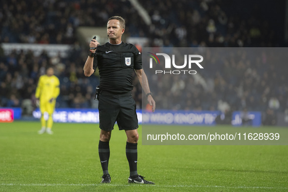 Referee David Webb officiates the Sky Bet Championship match between West Bromwich Albion and Middlesbrough at The Hawthorns in West Bromwic...