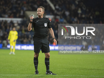 Referee David Webb officiates the Sky Bet Championship match between West Bromwich Albion and Middlesbrough at The Hawthorns in West Bromwic...