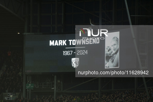 A tribute for Mark Townsend takes place at the 57th minute during the Sky Bet Championship match between West Bromwich Albion and Middlesbro...